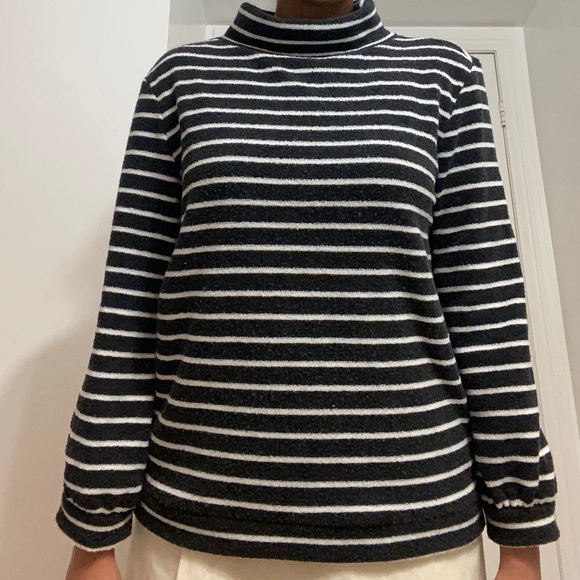 LOFT B&W Horizontal Striped High-neck Sweater - Picture 4 of 4